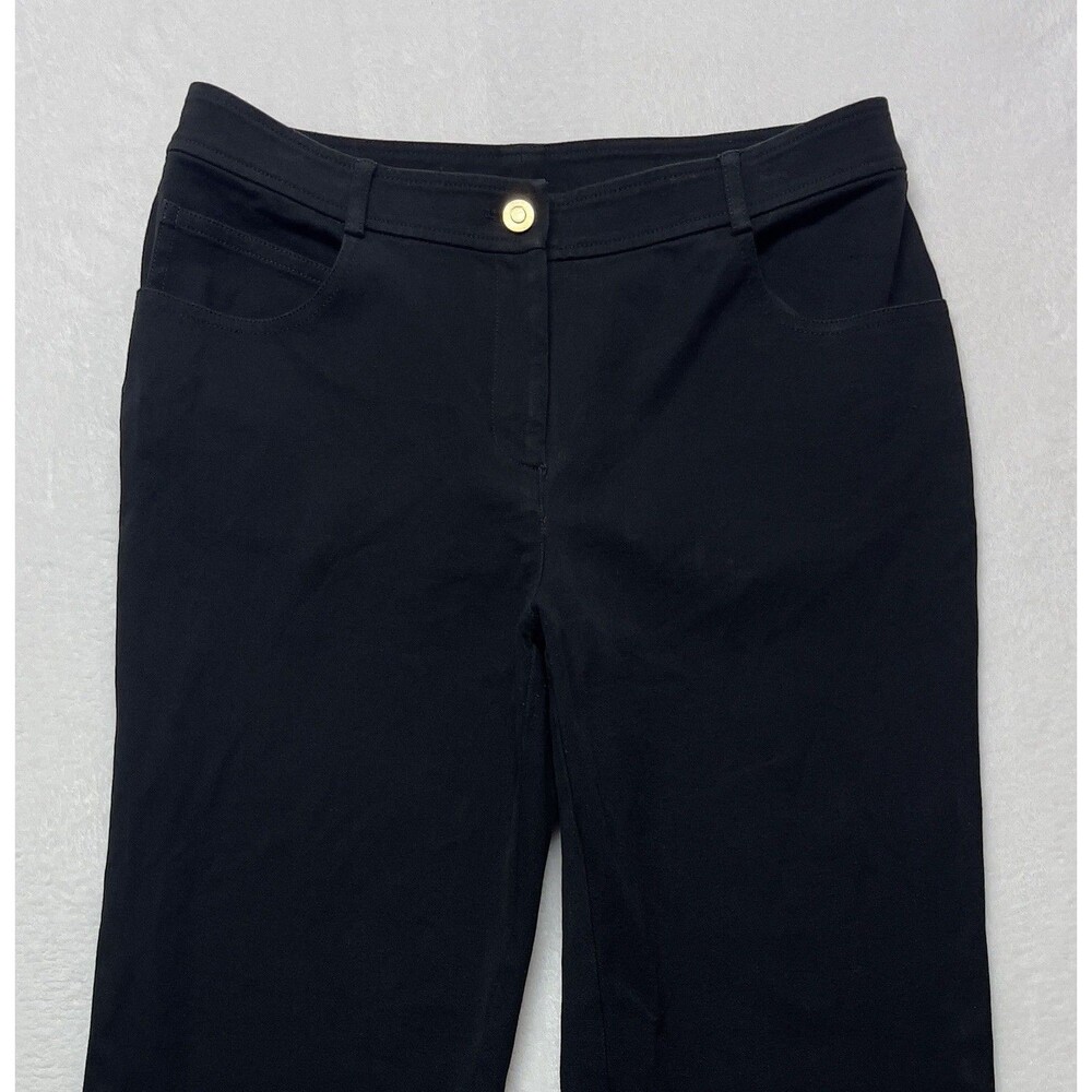 ST. JOHN Women's Size 6 Relaxed Straight Leg High-Rise Black Stretch Pants - Picture 3 of 12